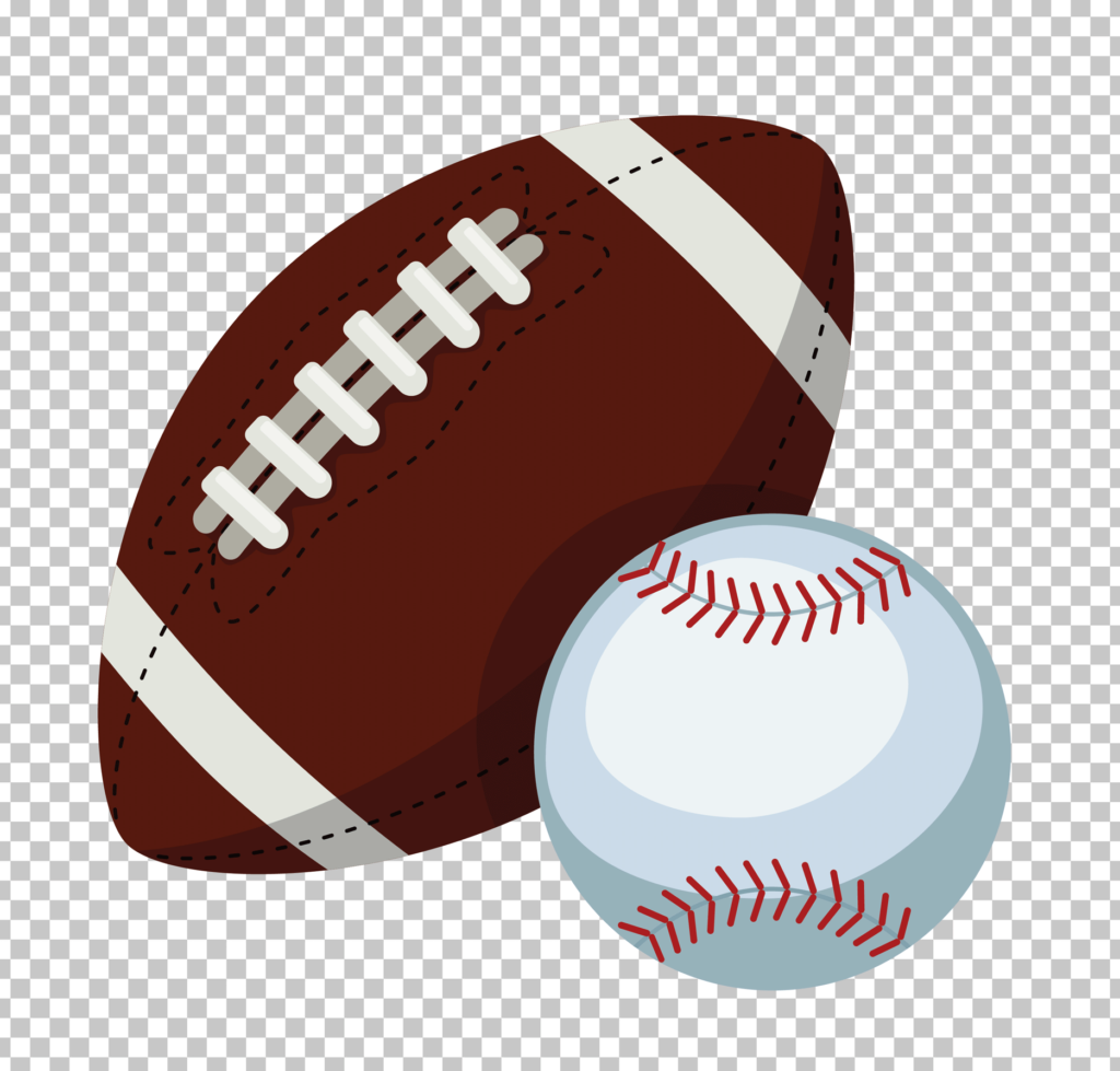 Football and Baseball on Transparent Background