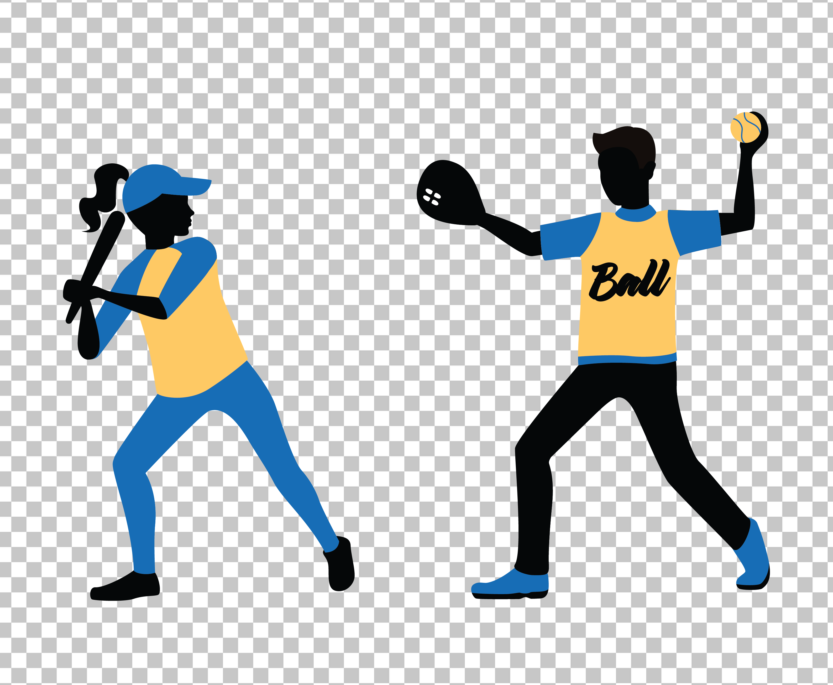 Baseball Players Silhouettes PNG Image