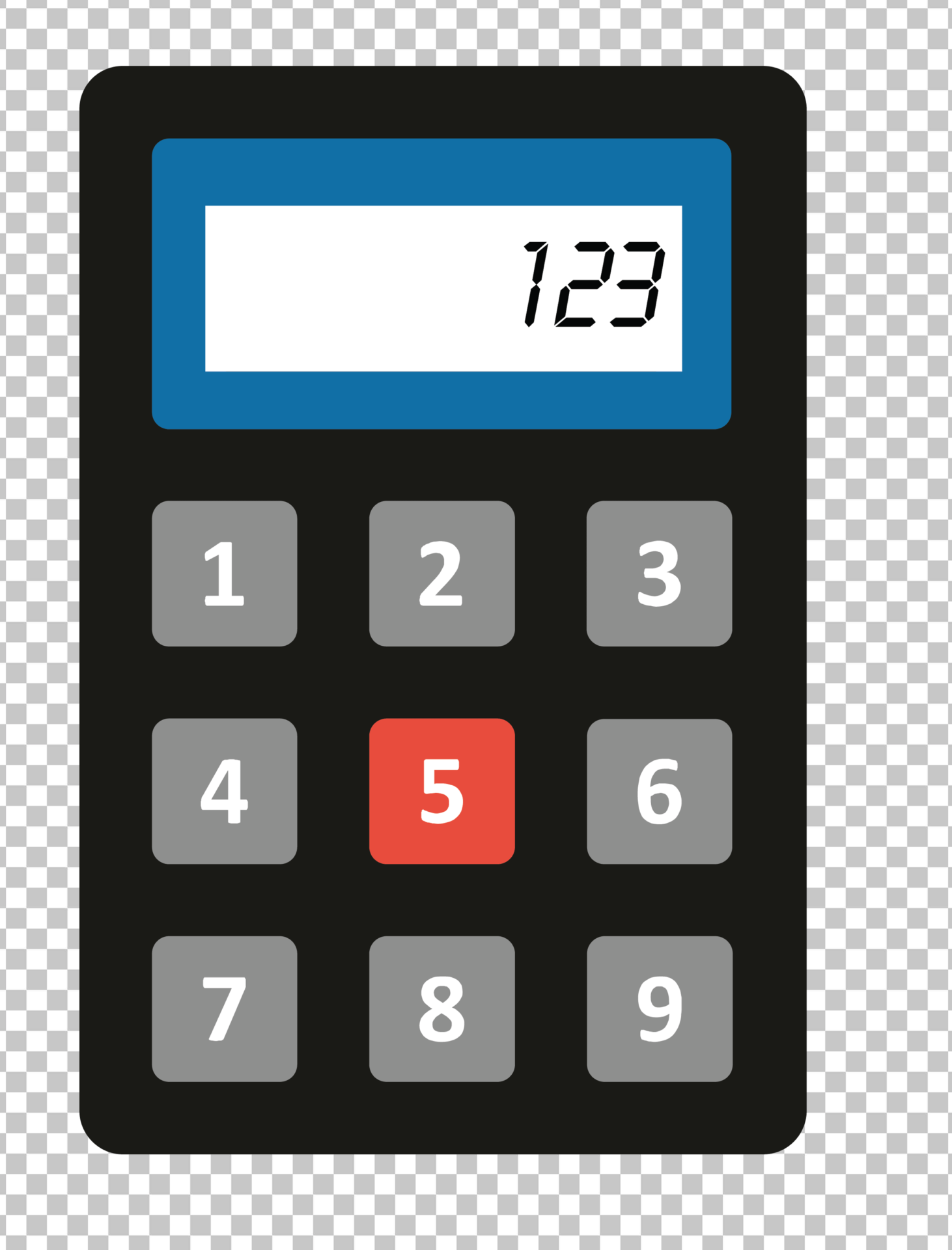 Black calculator with red button PNG Image