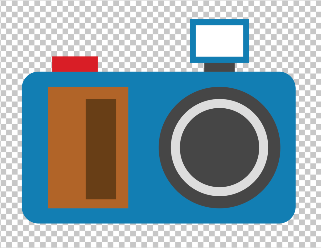 Blue Camera with Red Button with flash Vector Illustration