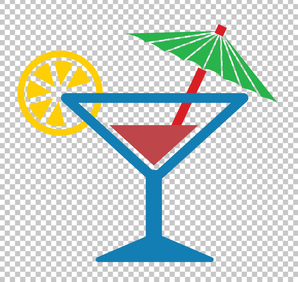 Martini glass with tropical cocktail Vector PNG image