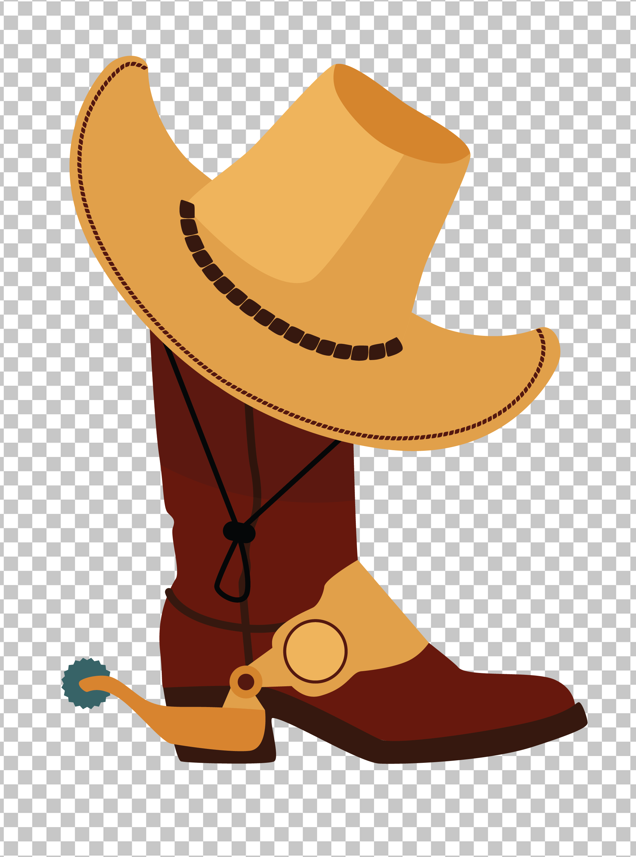 Cowboy Boots and Hat PNG Image