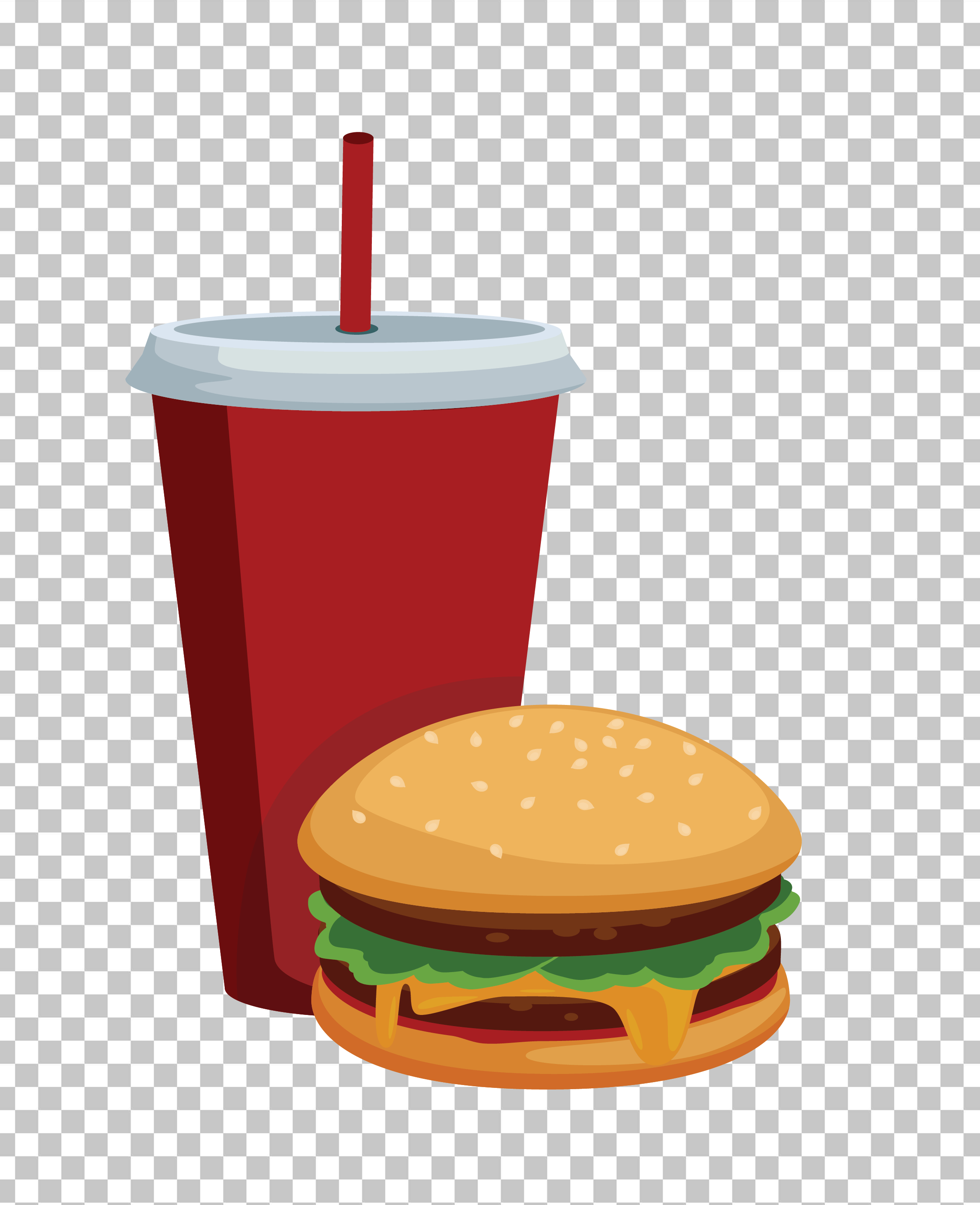 Cartoon Hamburger and Soda PNG Image