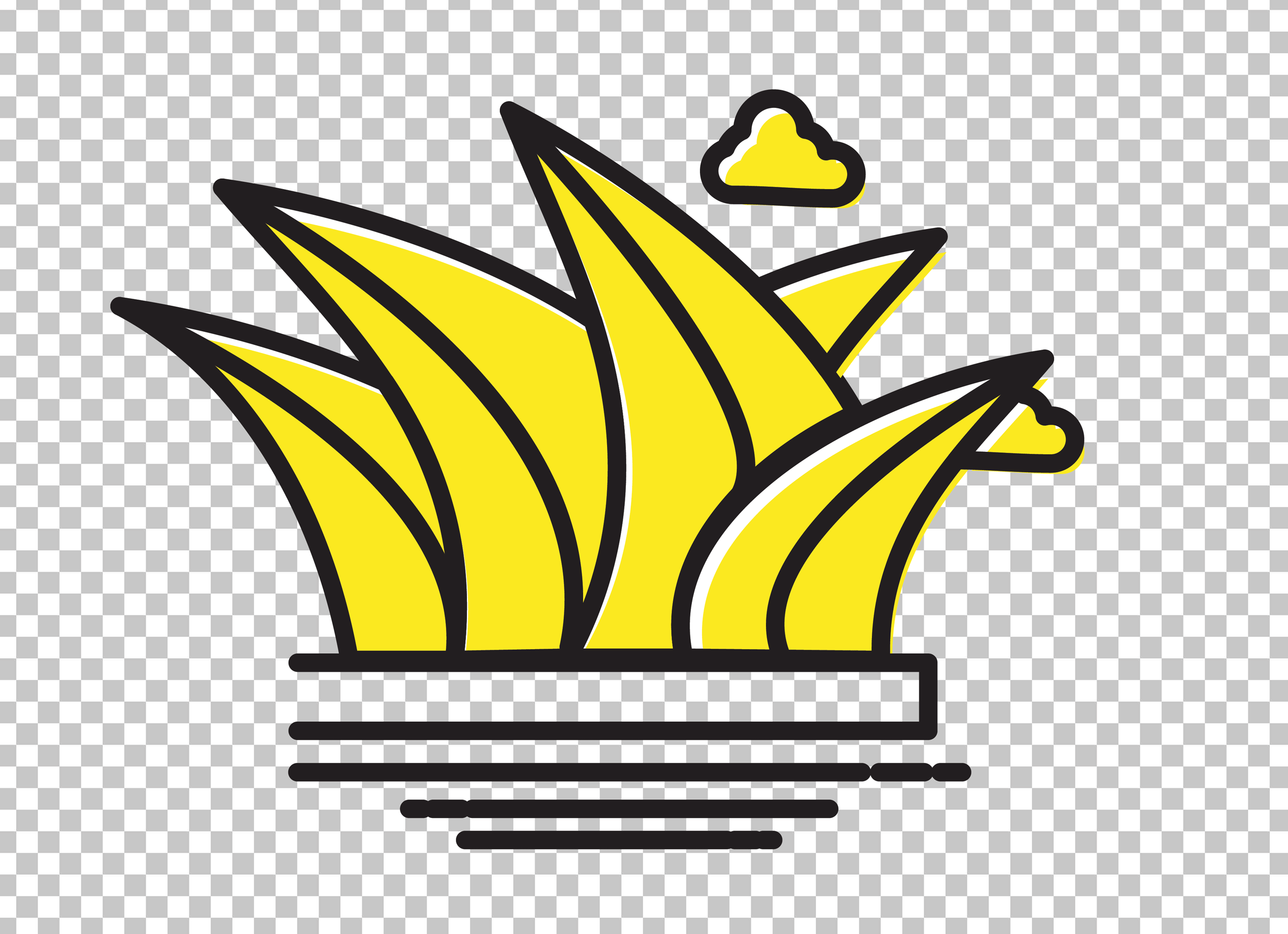 Sydney Opera House Outline Icon with cloud PNG