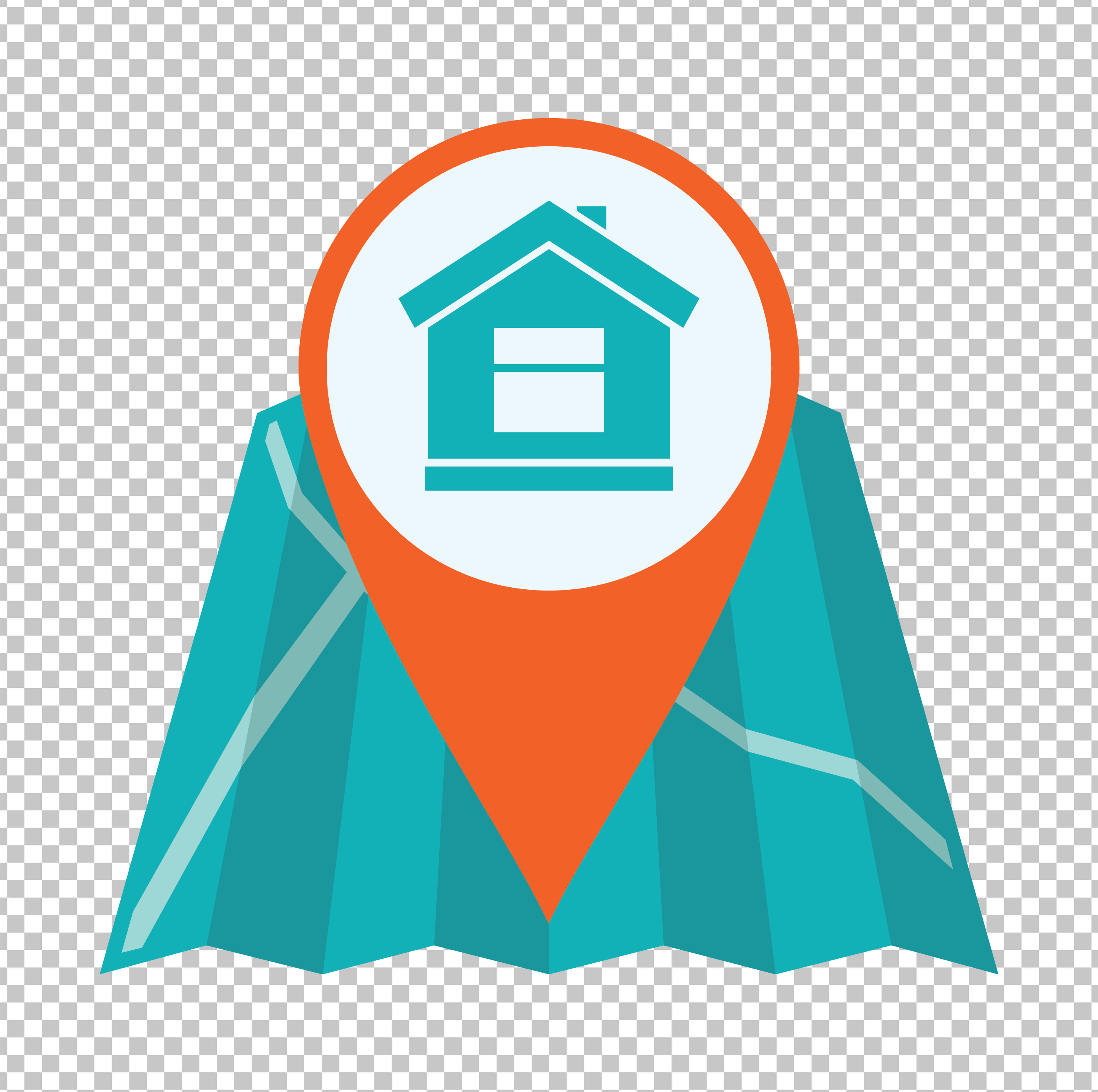 Map Pin with House Icon Vector PNG image