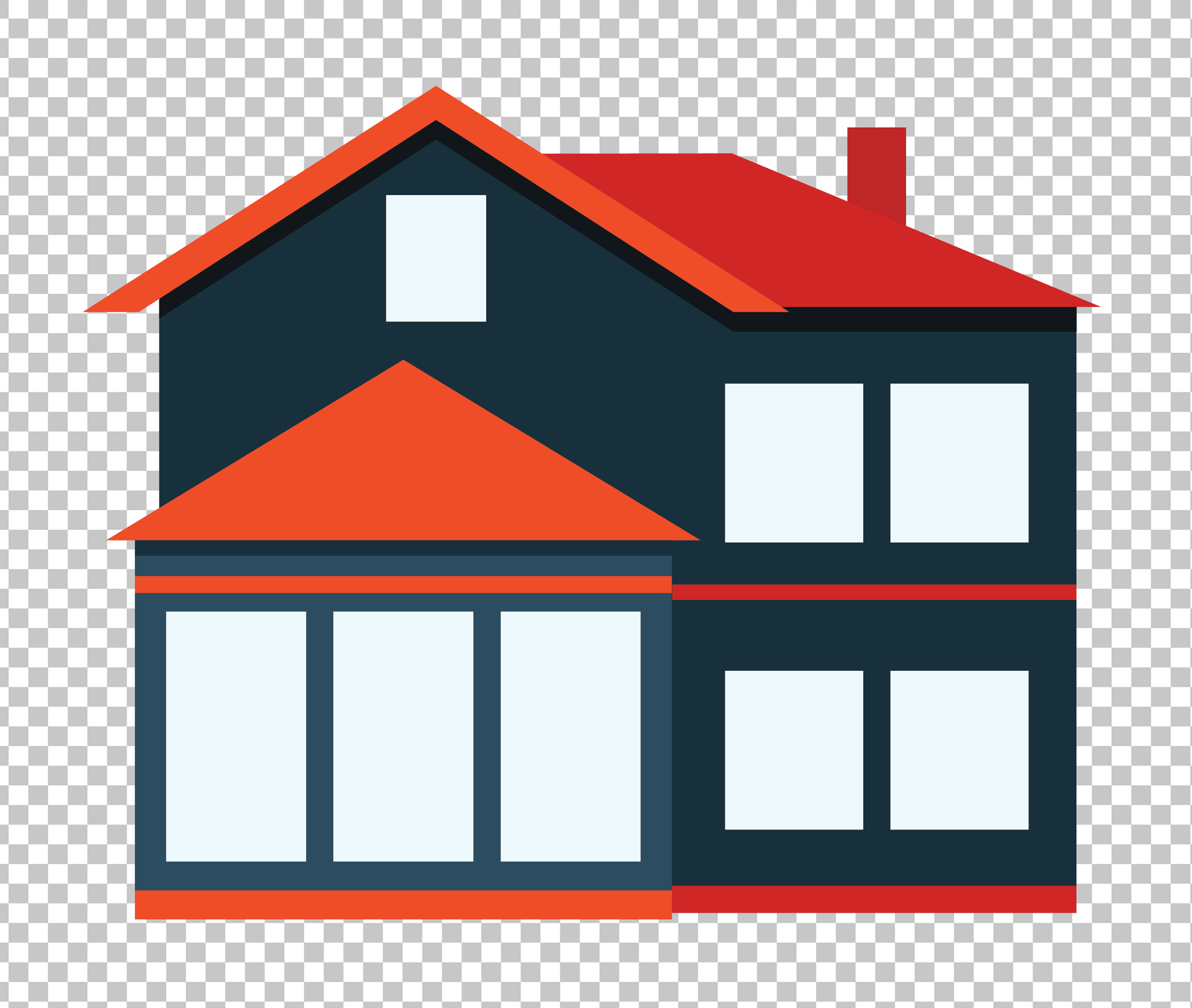 Cartoon House with Red Roof PNG Image