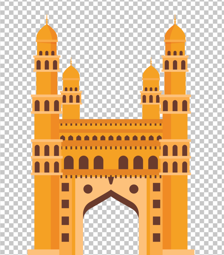 Illustration of Yellow Castle with Two Towers , Indian Palace Vector PNG Image