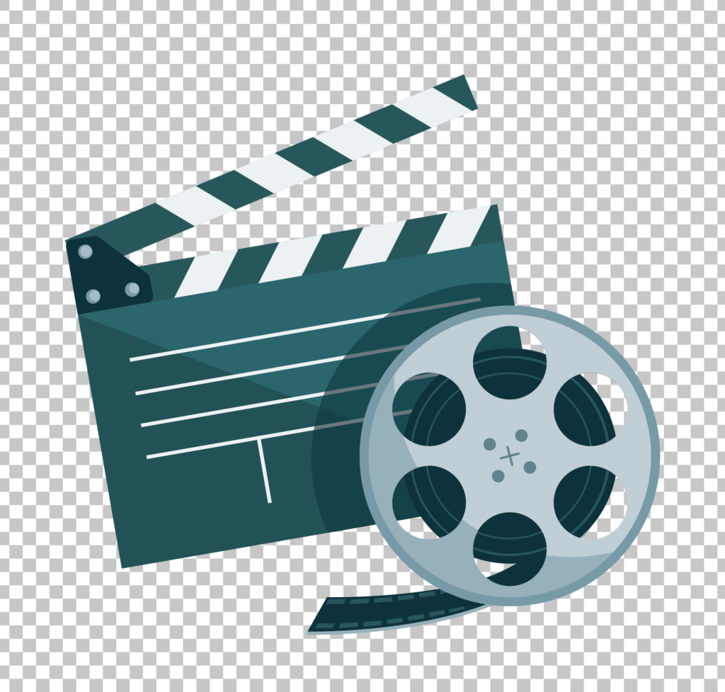 Clapperboard and Film Reel PNG Image