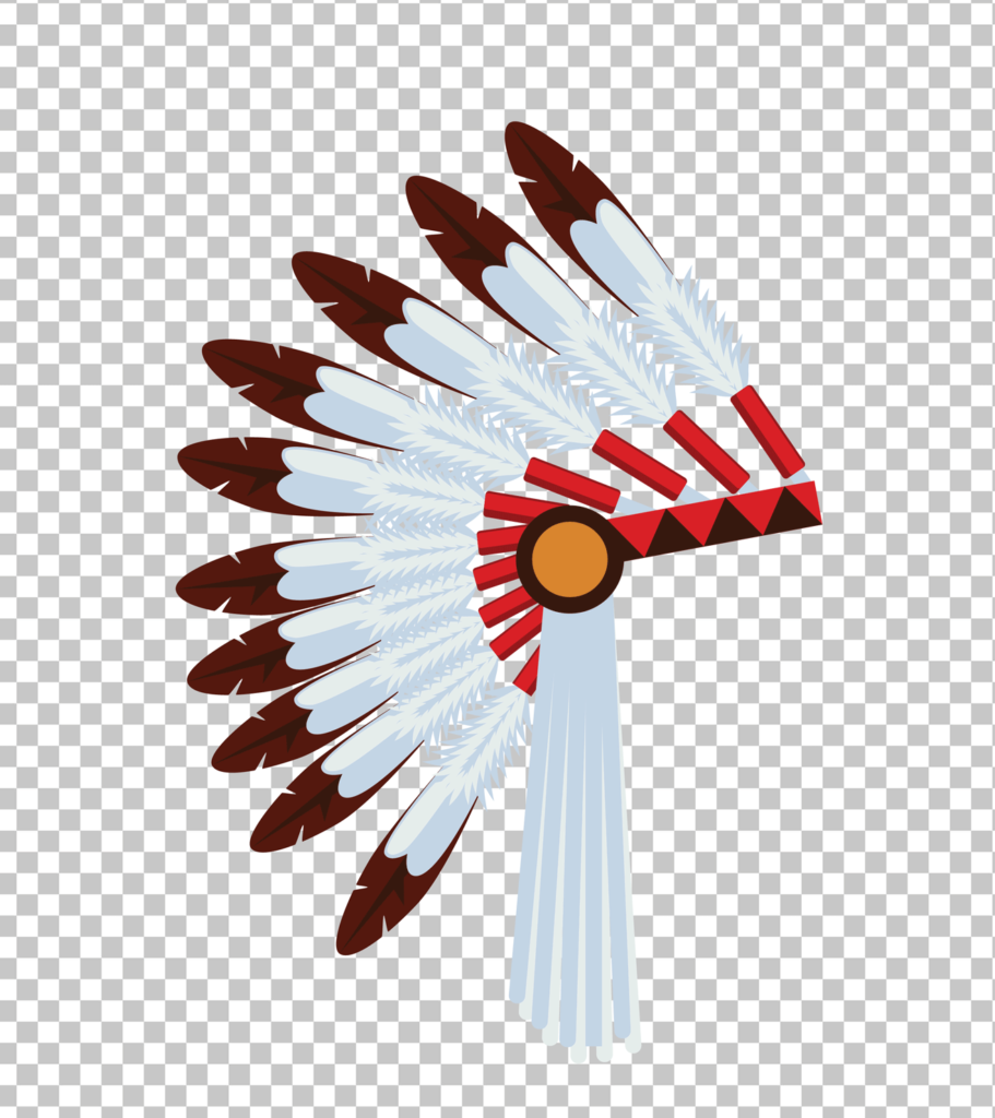 Native American Headdress with Feathers on Transparent Background