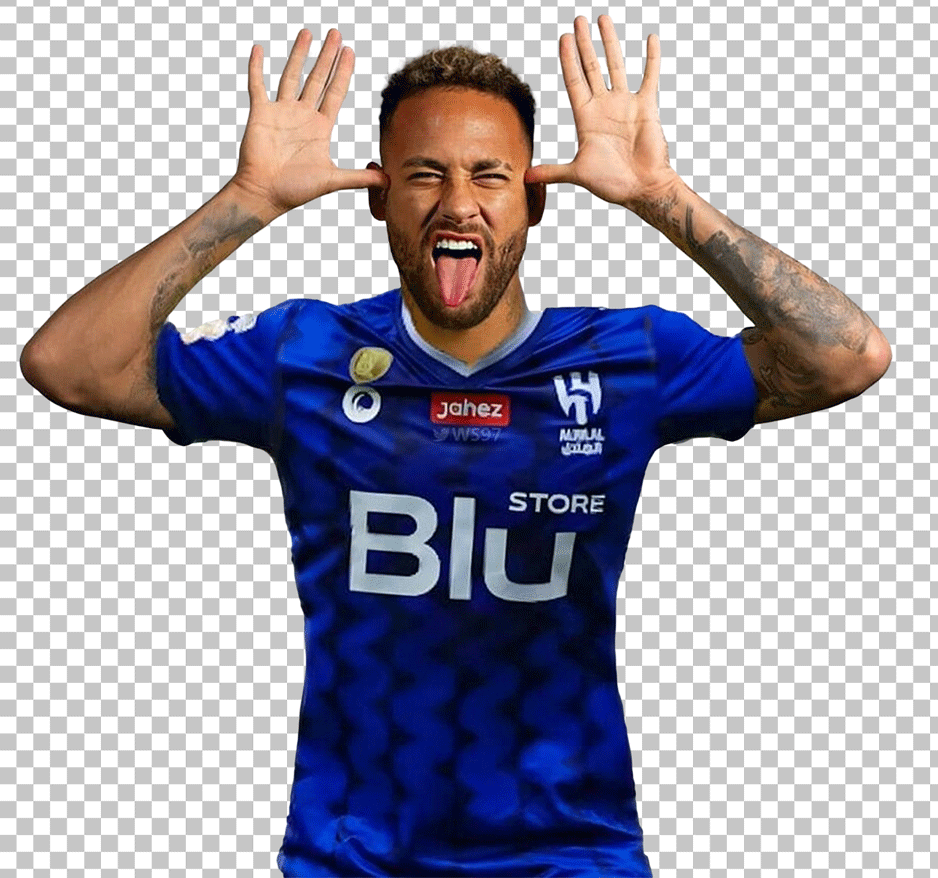 Neymar Jr in Al Hilal blue jersey PNG Image