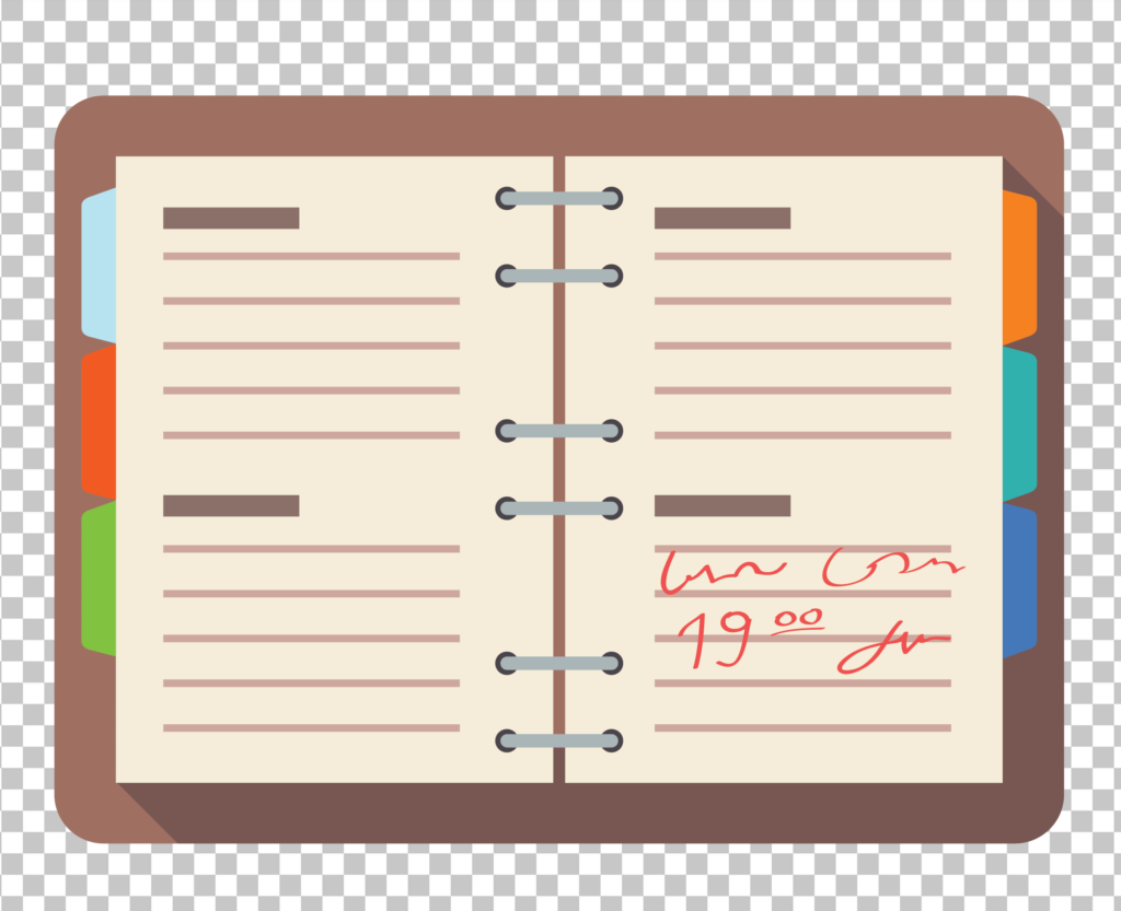 Cartoon notebook with date PNG Image