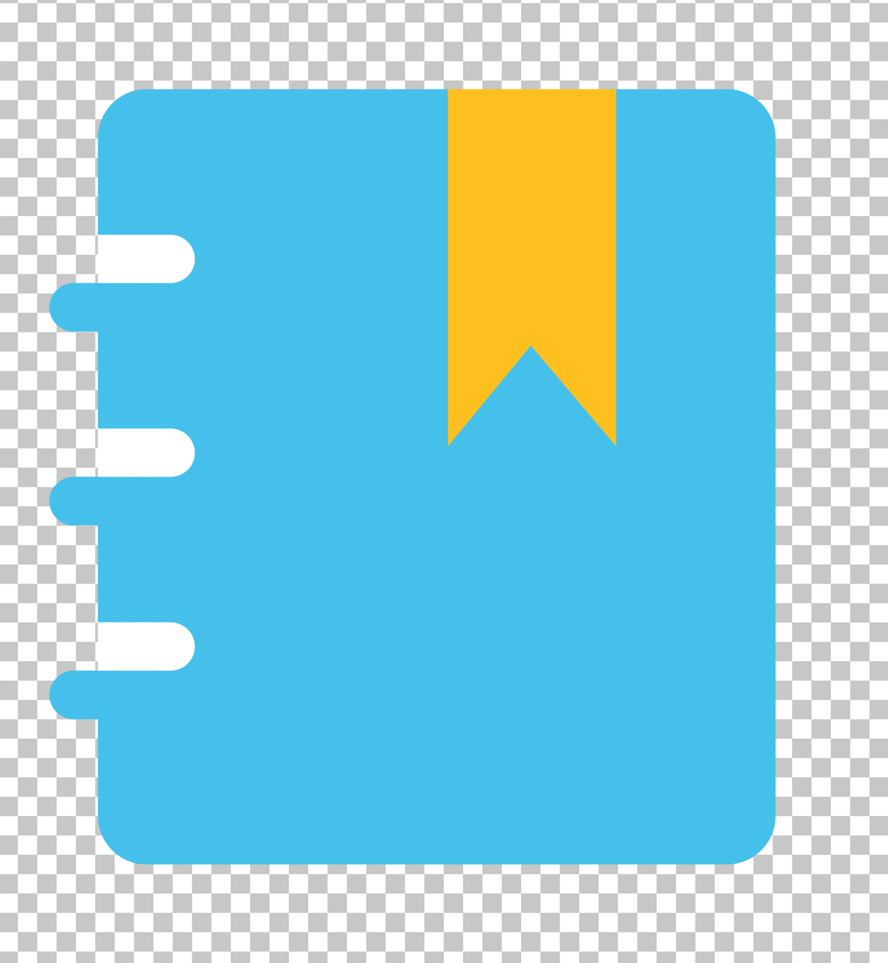 Blue Notebook with Yellow Ribbon Bookmark PNG Image
