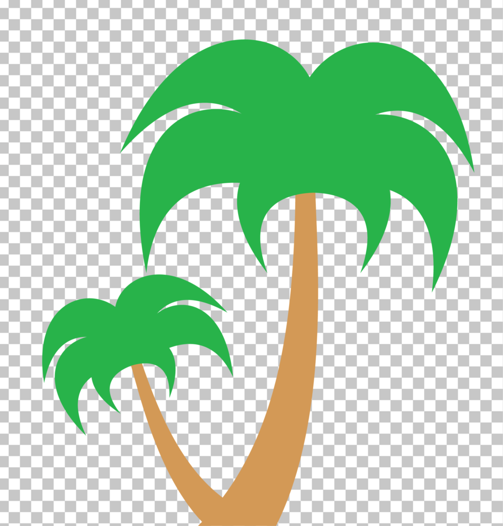 Two Palm Trees in a Tropical Landscape PNG Image