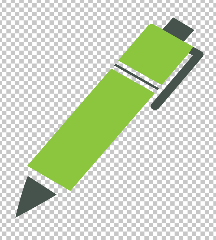 Green Ballpoint Pen on Transparent Background