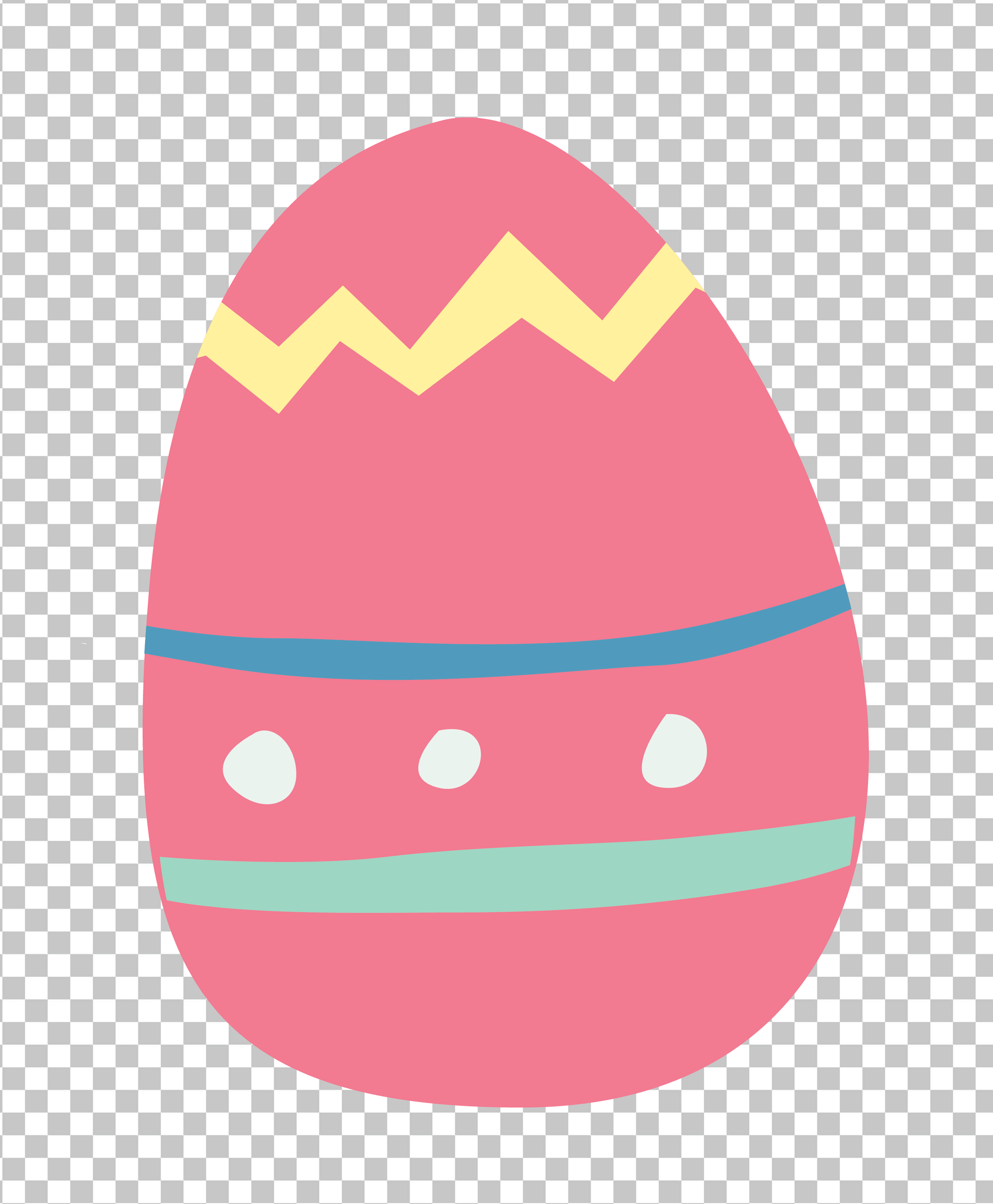 Pink Easter Egg with Blue and Yellow Stripes