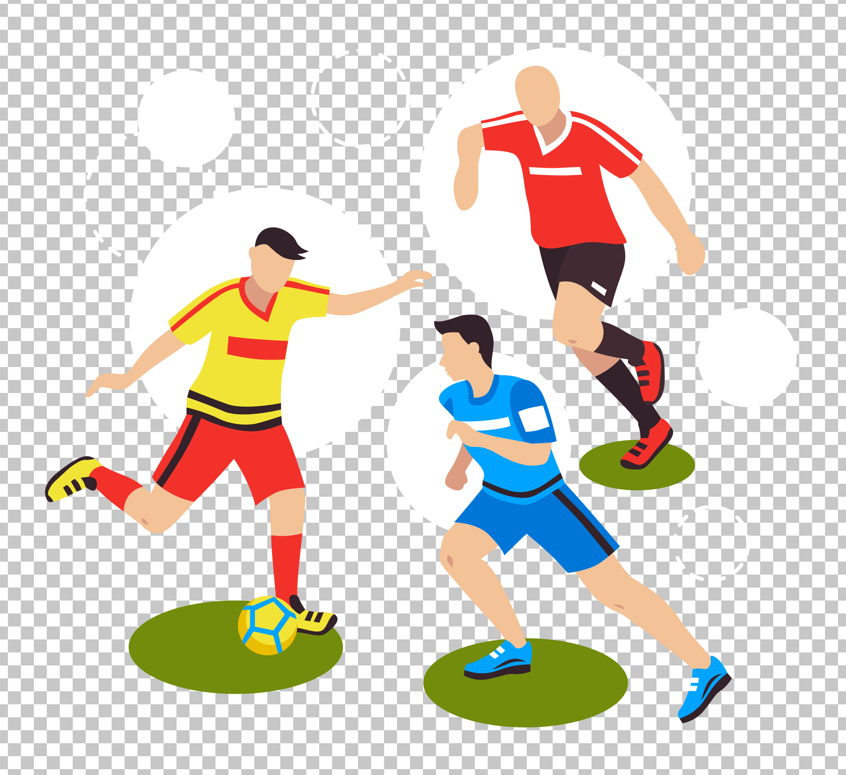 Cartoon Illustration Of three Boy Playing Football PNG