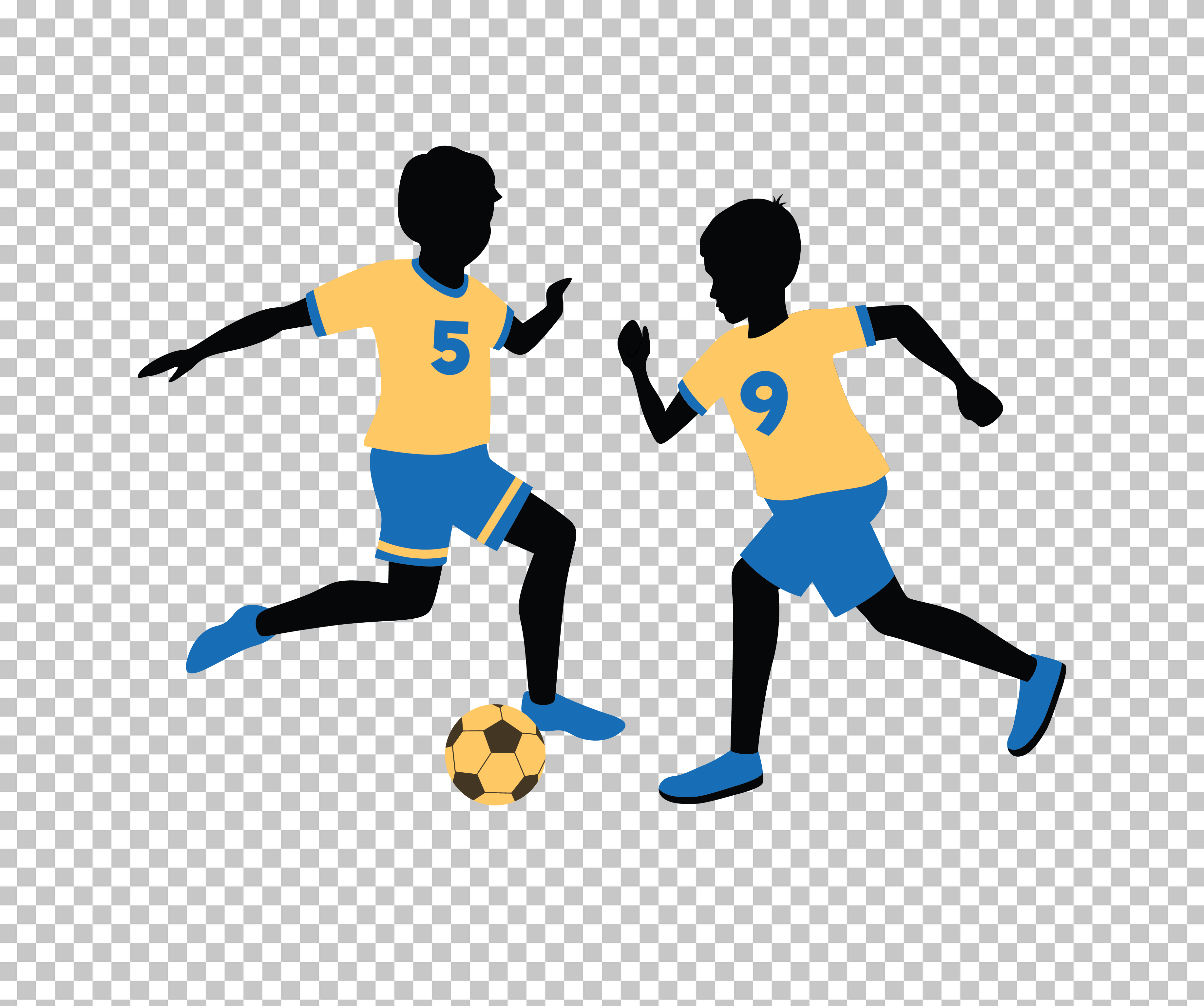 Two children Playing football PNG Image