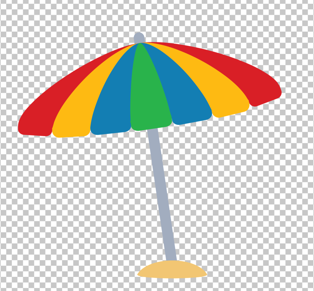 Colorful Rainbow Umbrella on Beach PNG Image