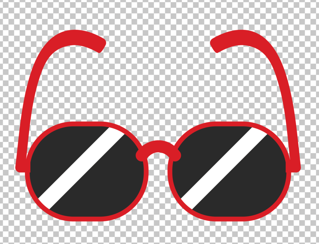 Red Sunglasses with Black Lenses with transparent image