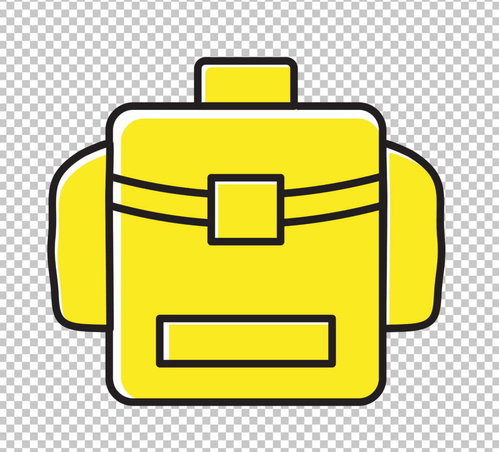 Yellow school bag wit black outline PNG image