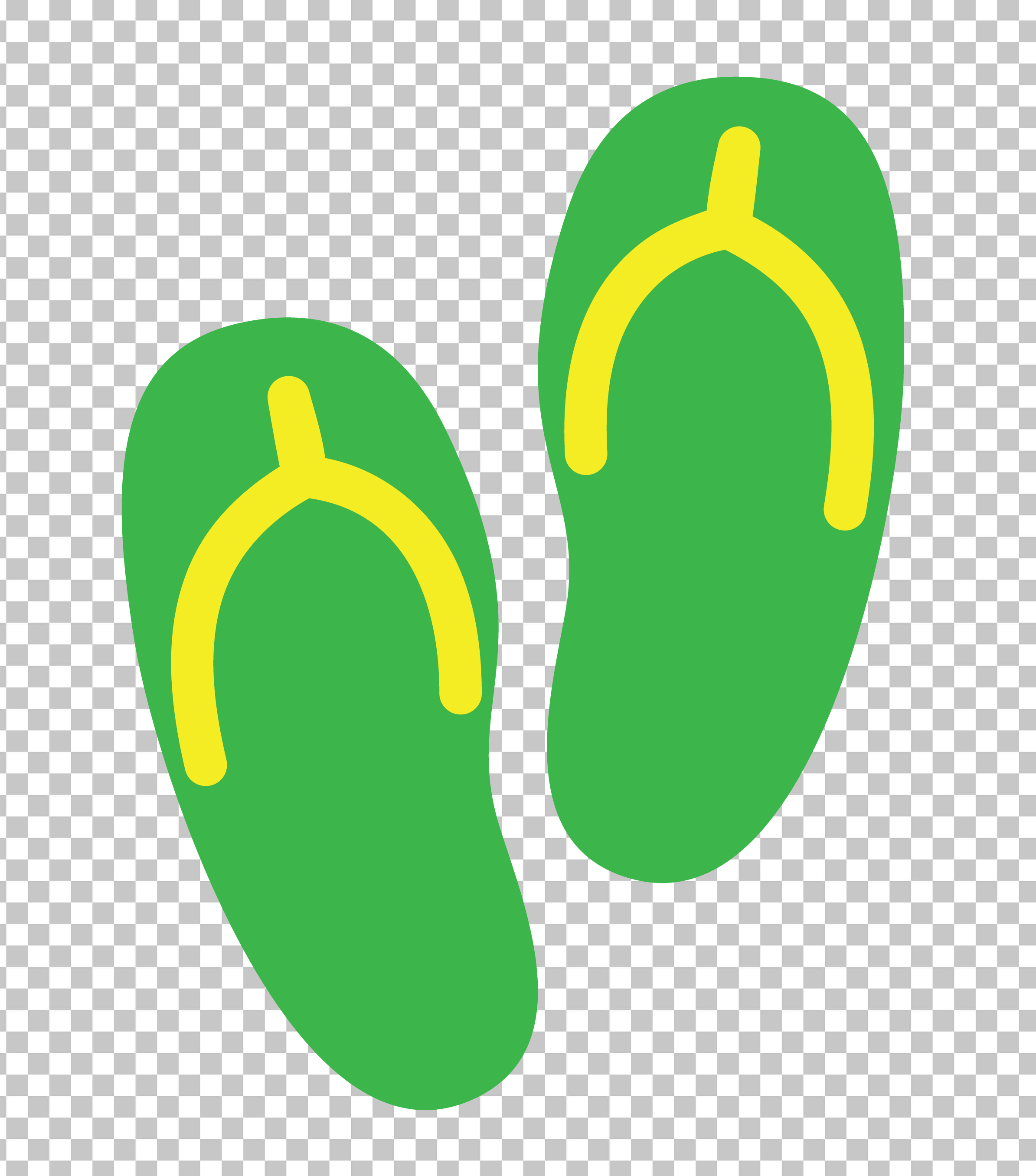 Green Flip Flops with Yellow Soles slippers PNG Image
