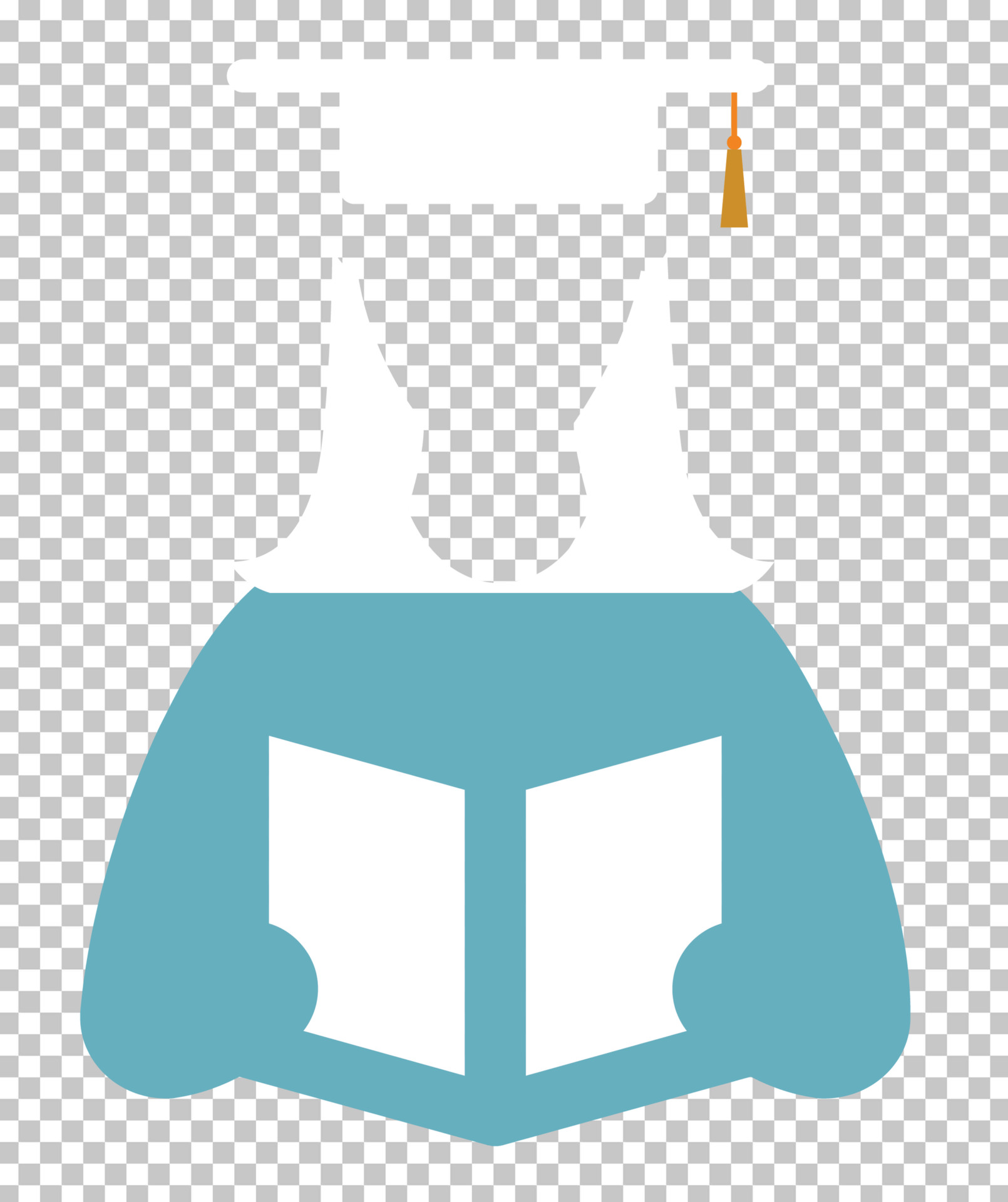 Student in Graduation Cap Reading Book PNG Image