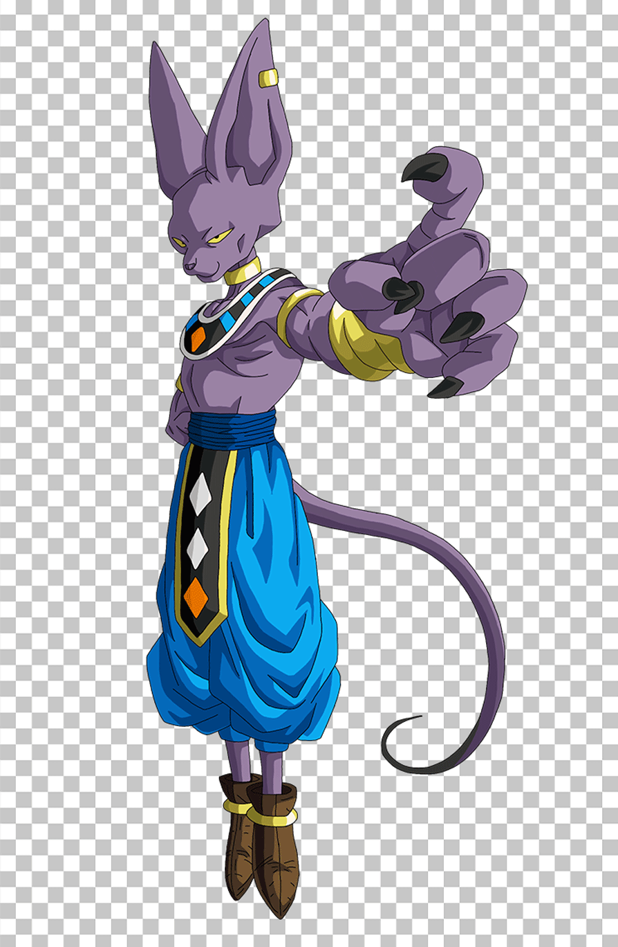Beerus Hovering in a purple and kimono PNG Image