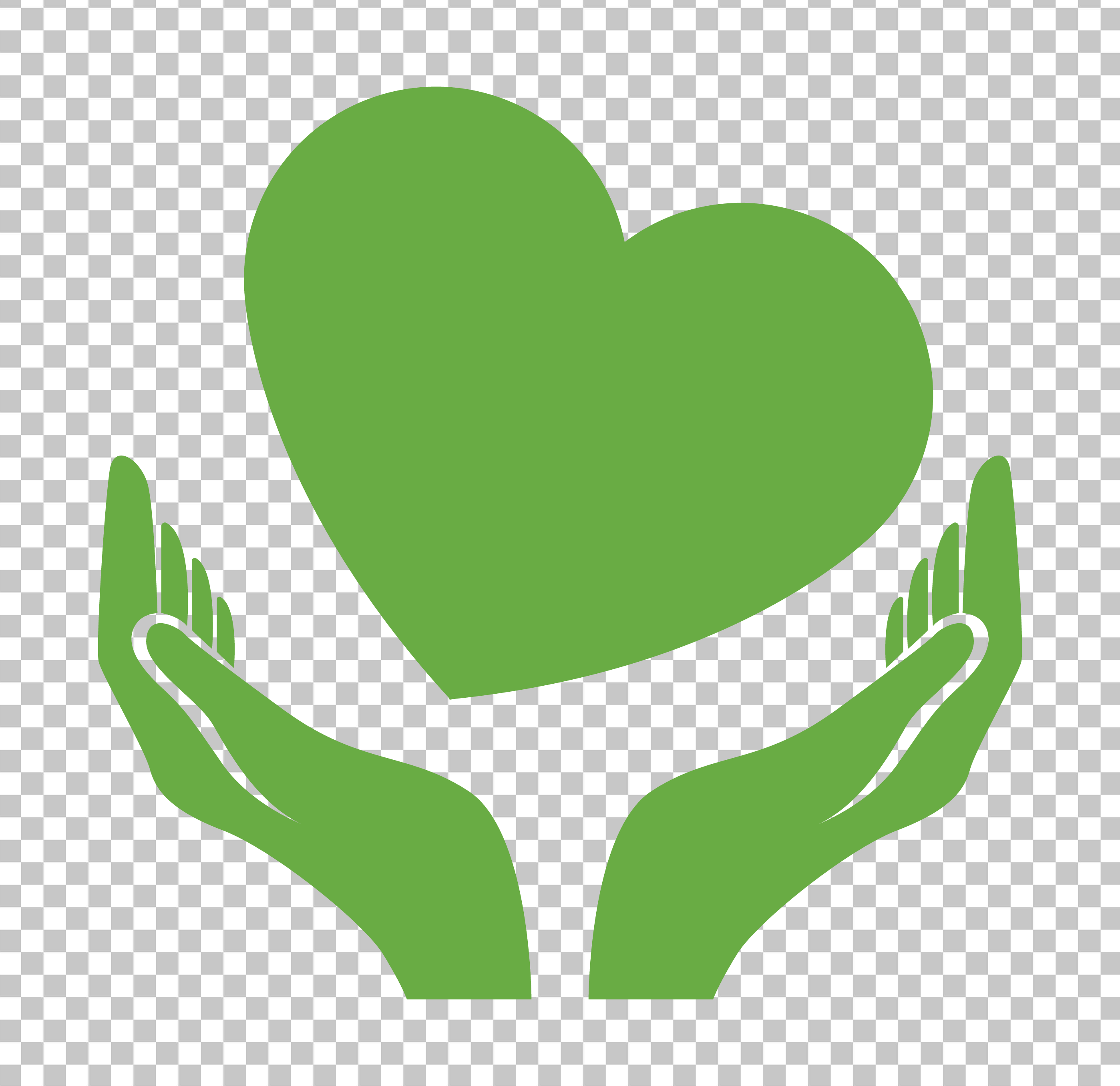Two Hands Holding Green Heart PNG Image