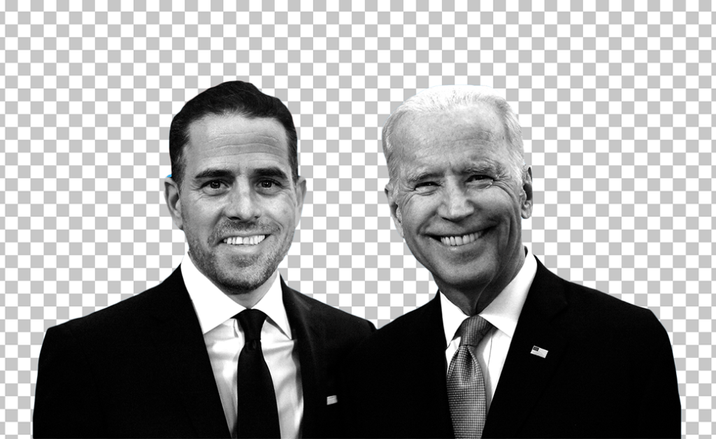 Black and white Hunter Biden and Joe Biden PNG Image