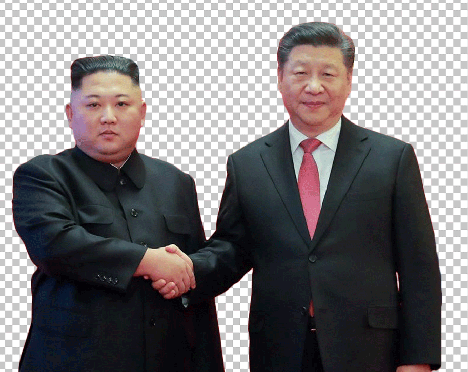 Xi Jinping and Kim Jong Un handshaking PNG Image