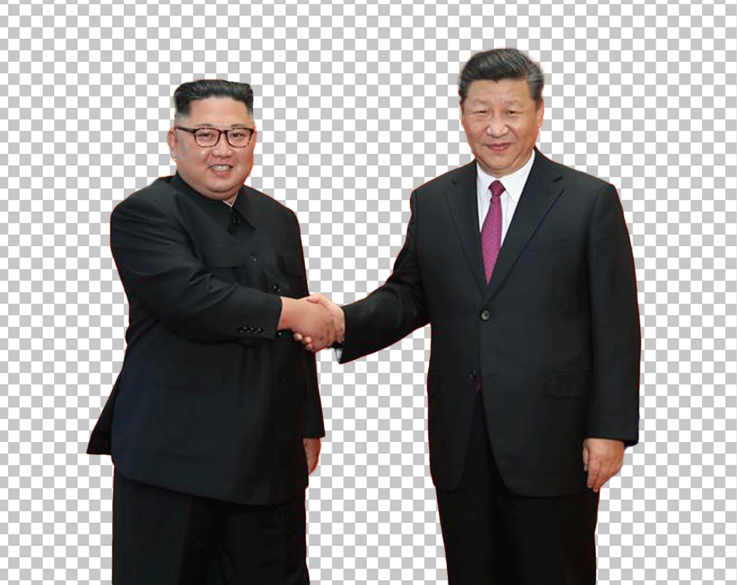 Xi Jinping and Kim Jong Un handshaking PNG Image