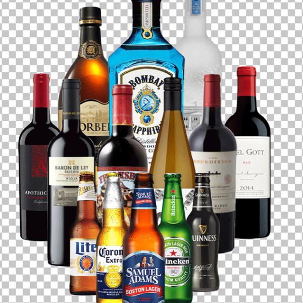 PNG Image of Alcoholic Beverages on a Transparent Background