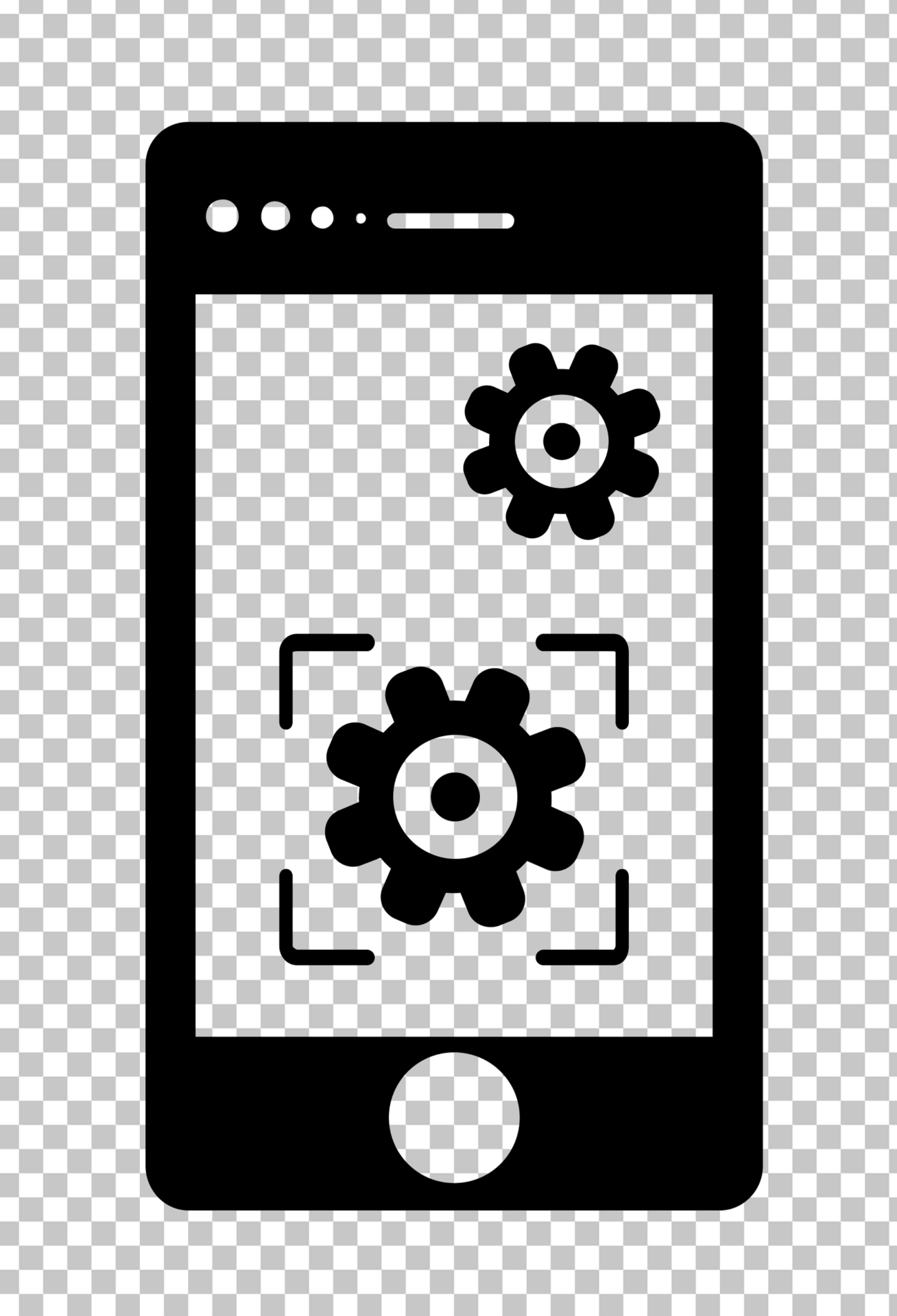 Cell Phone with Gears PNG Image