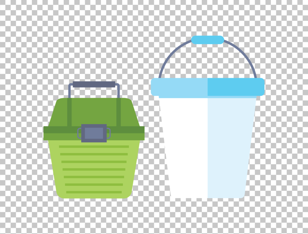 Bucket and a Box Clipart PNG Image