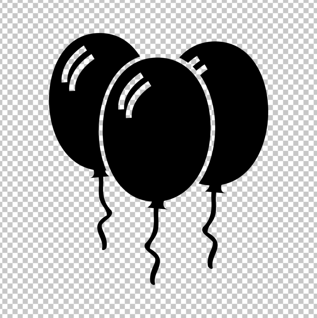 Three Balloons Silhouette PNG Image