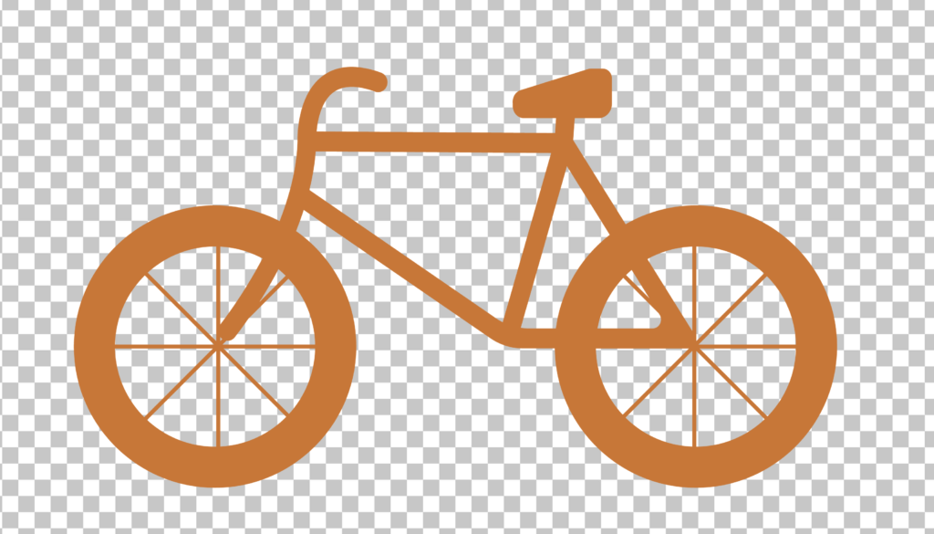 Bicycle Icon with two wheels, a frame, handlebars, and a saddle.