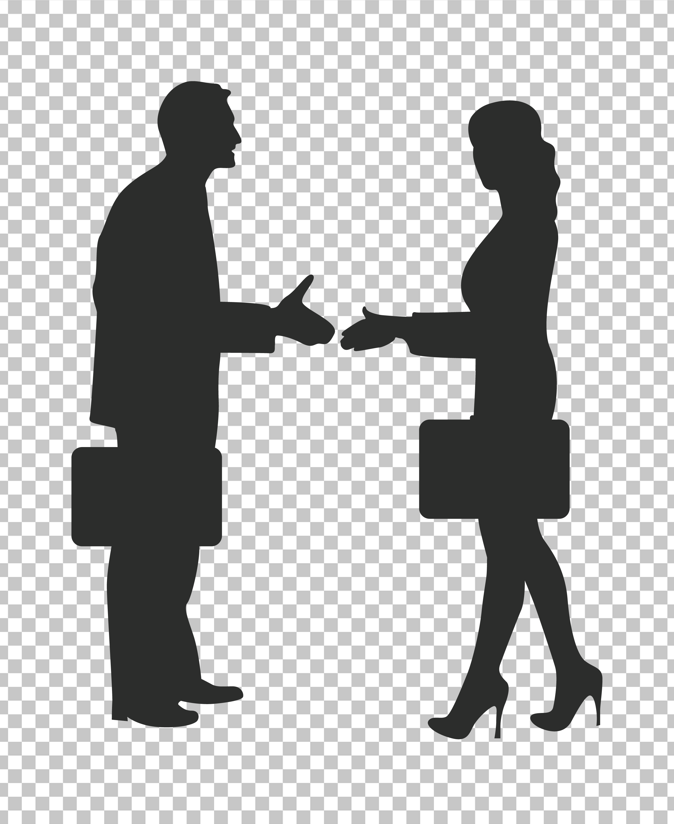 Business Deal Man and Woman Shaking Hands Silhouette PNG Image