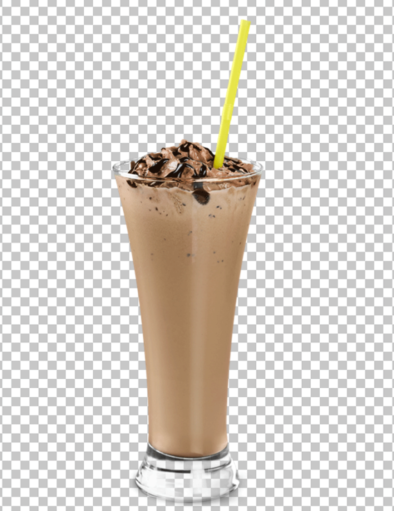 Chocolate Milkshake with straw PNG Image