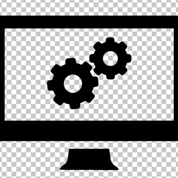 Computer Monitor with Gears PNG Image