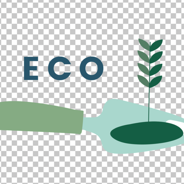 Shovel with plant growing out of it and written ECO PNG Image