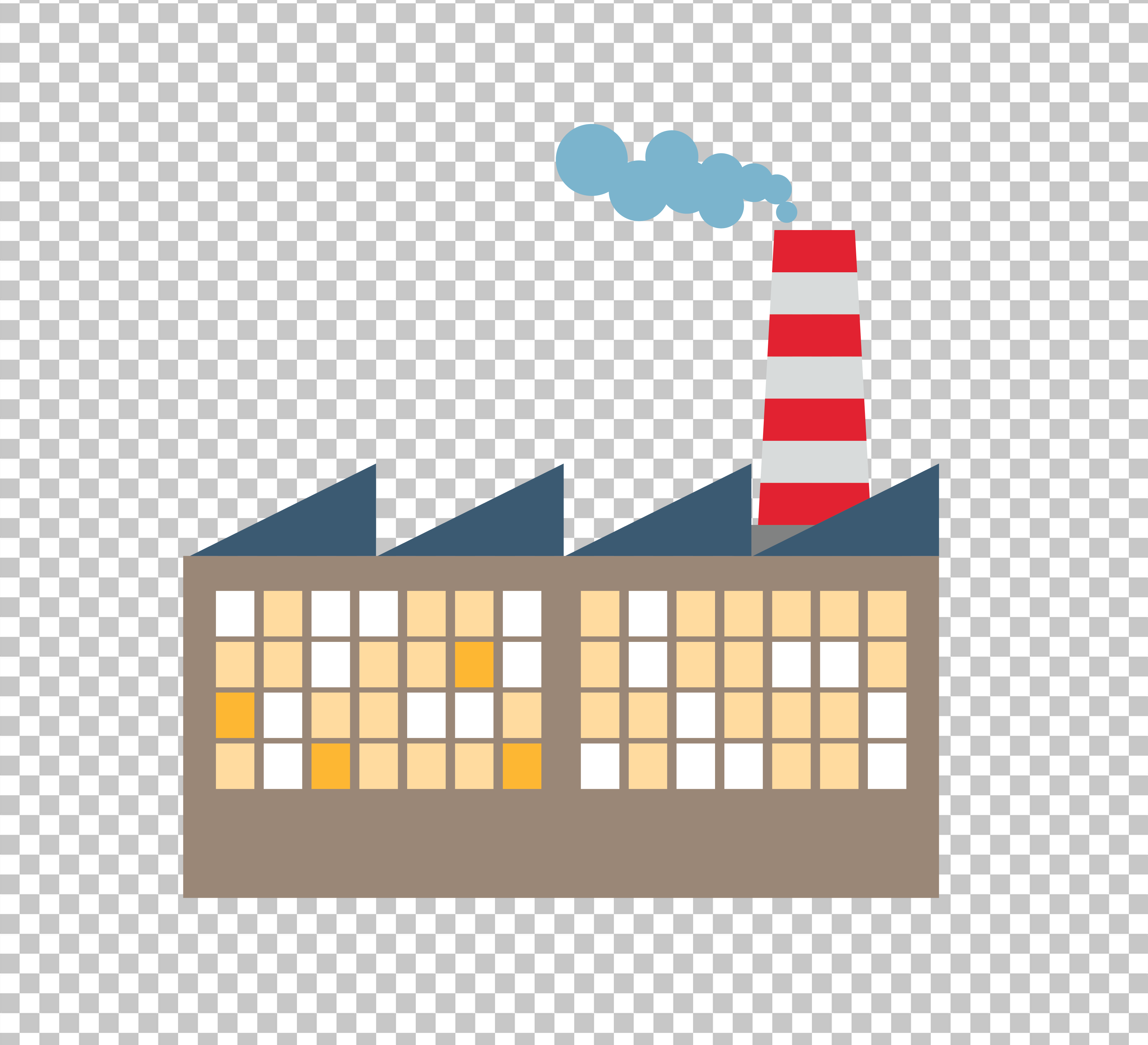 Factory with Smoke Chimney PNG Image