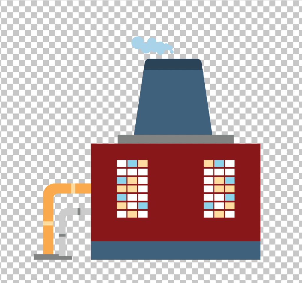 Factory Building with Chimney and Pipes PNG Image