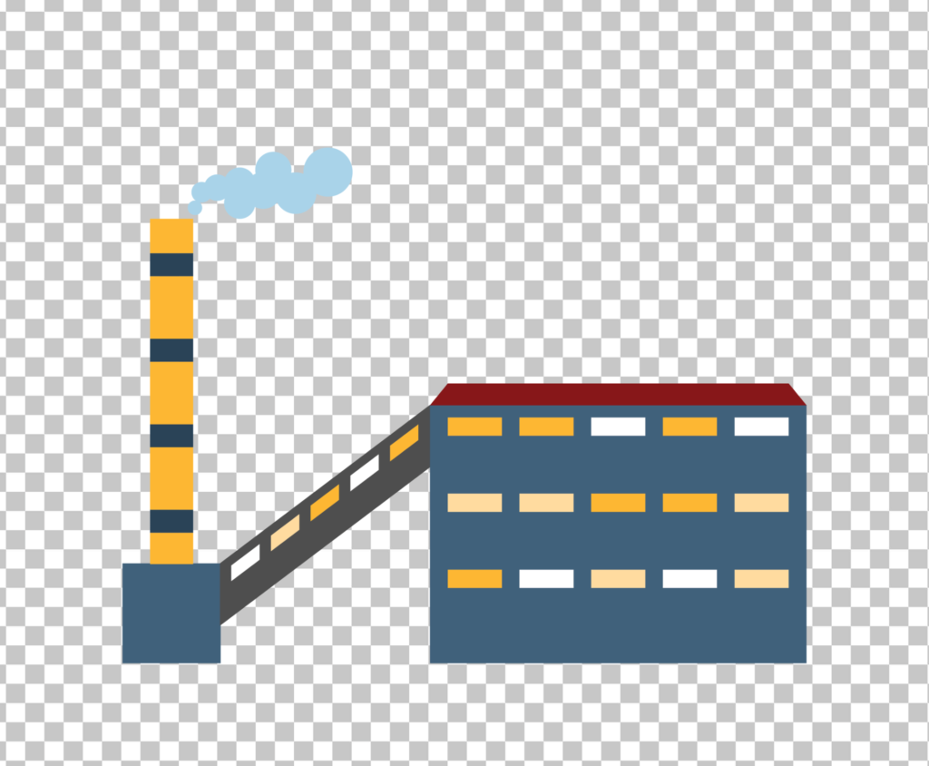 Factory with Yellow Chimney PNG Image