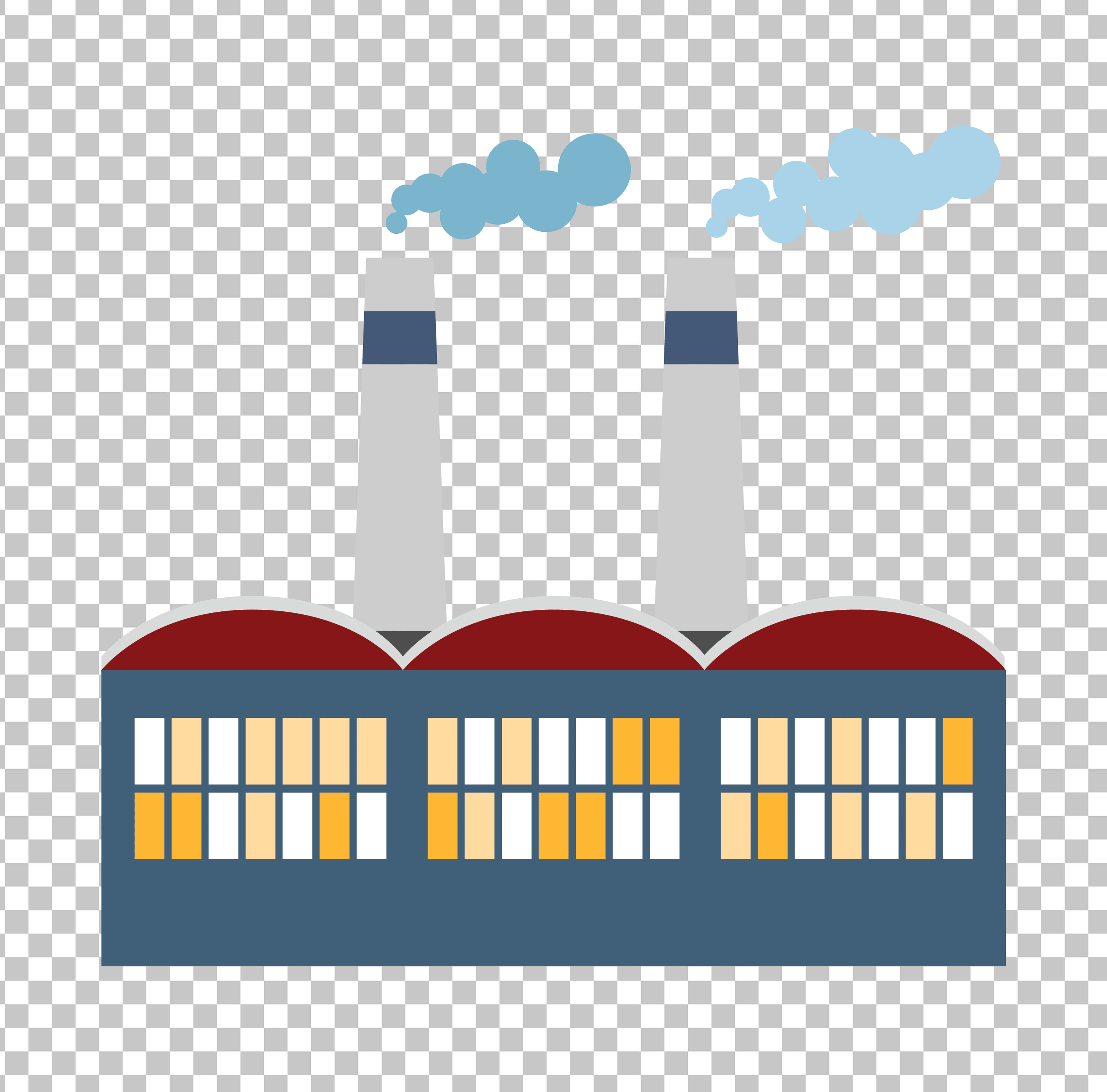 Factory with Smoke Chimneys PNG Image