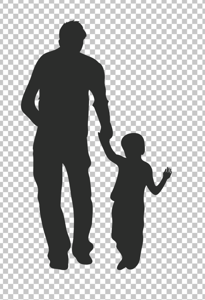 Father holding Son hand Silhouette PNG Image