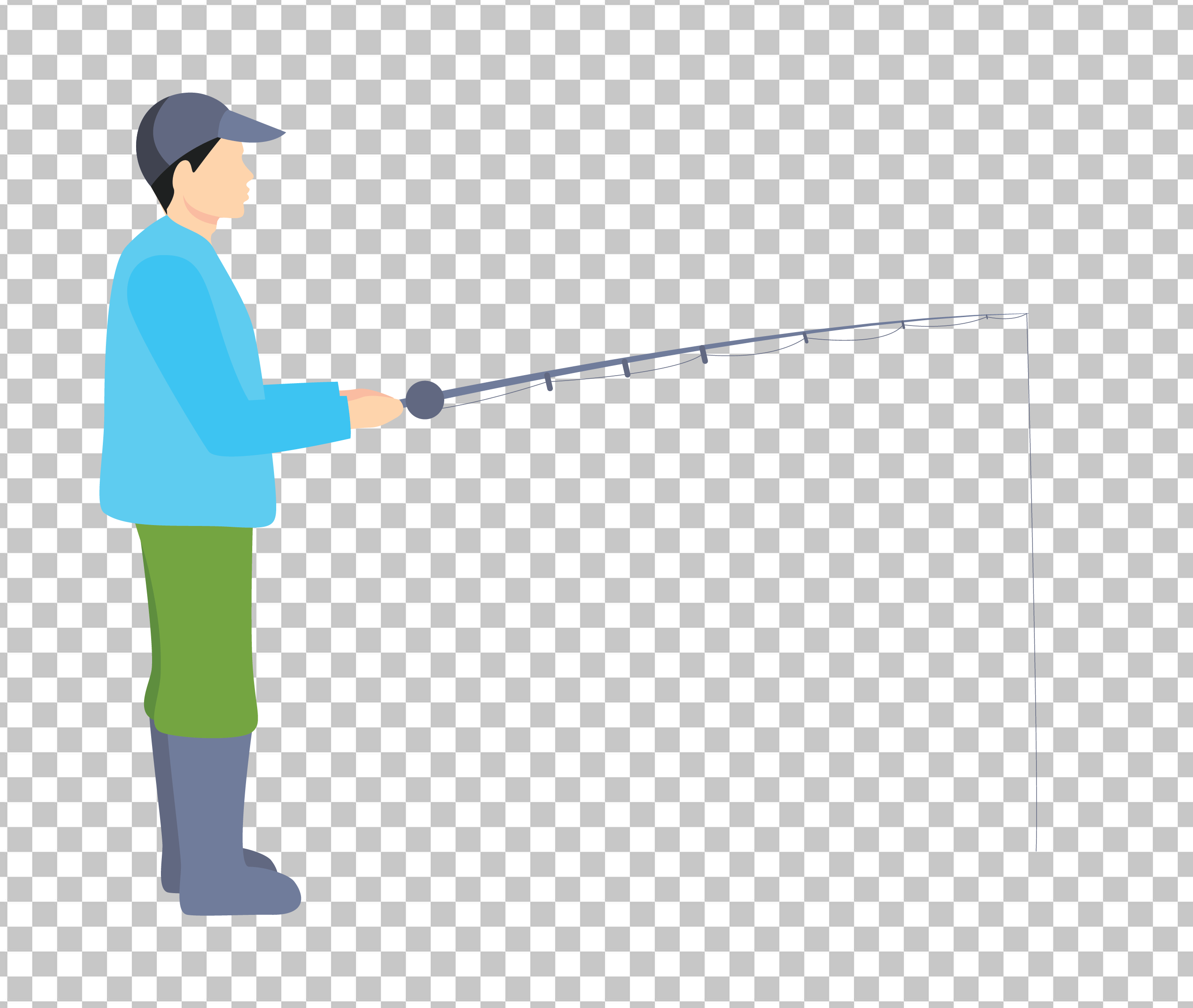 Cartoon Vector Man Fishing with a fishing rod.
