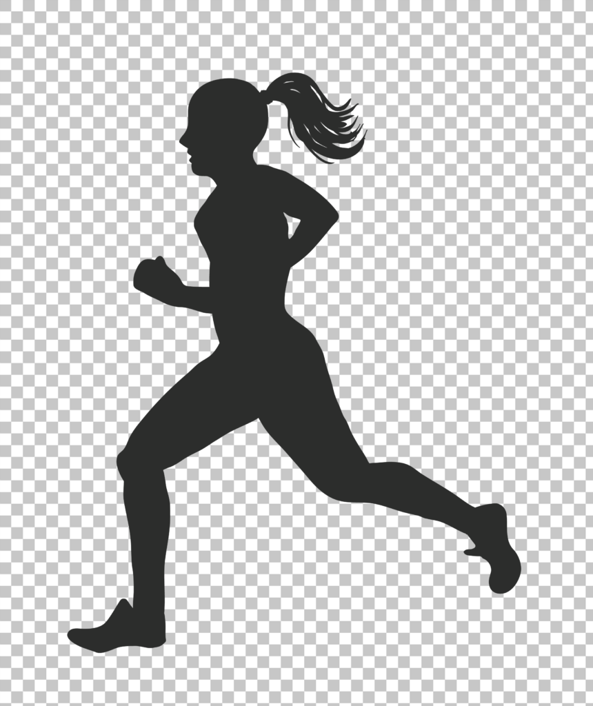 Girl Running Silhouette PNG Image