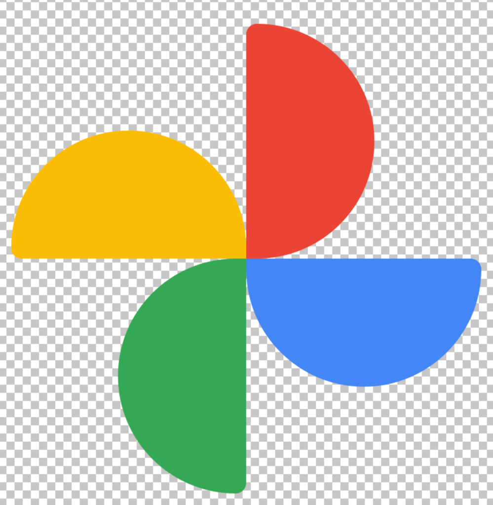 The Google Photos logo is a colorful propeller with four blades, each of a different color: red, yellow, green, and blue.