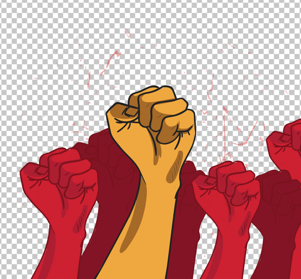Multiple Hands in Air hand Clenched fists PNG Image
