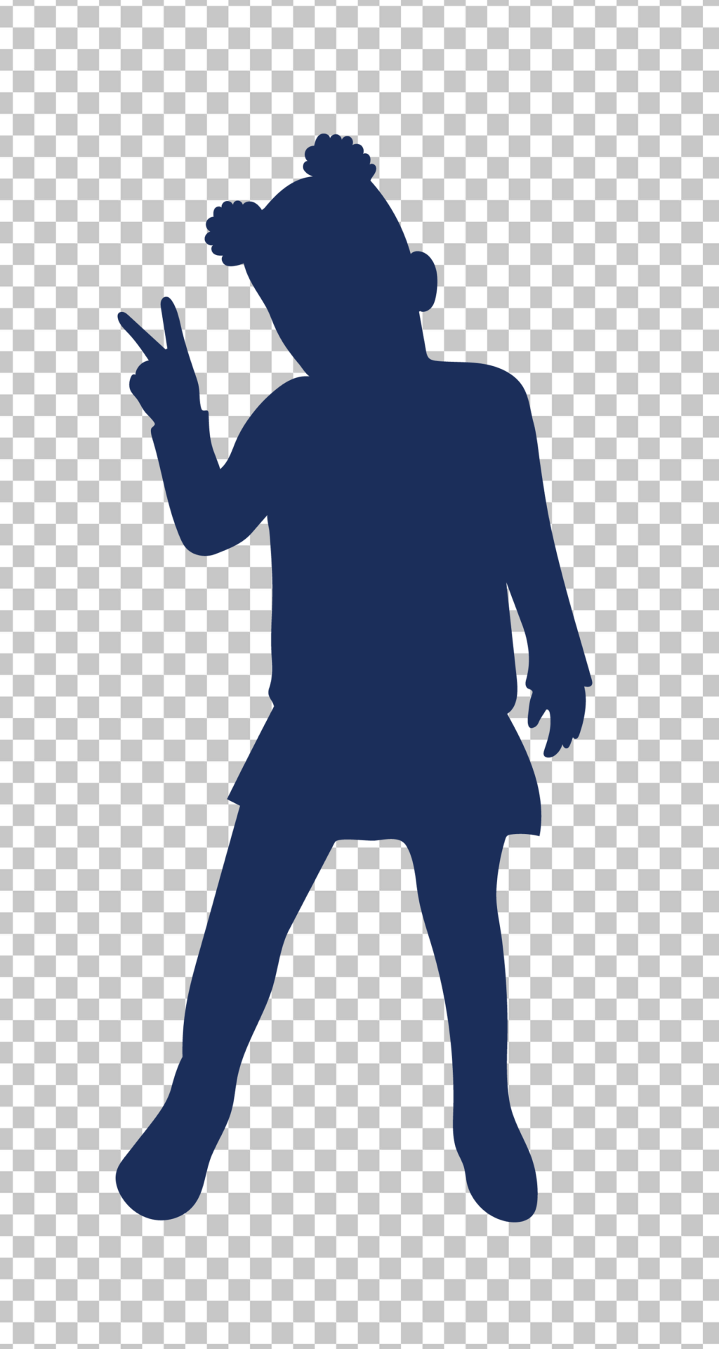 Child Giving the Peace Sign Silhouette PNG Image